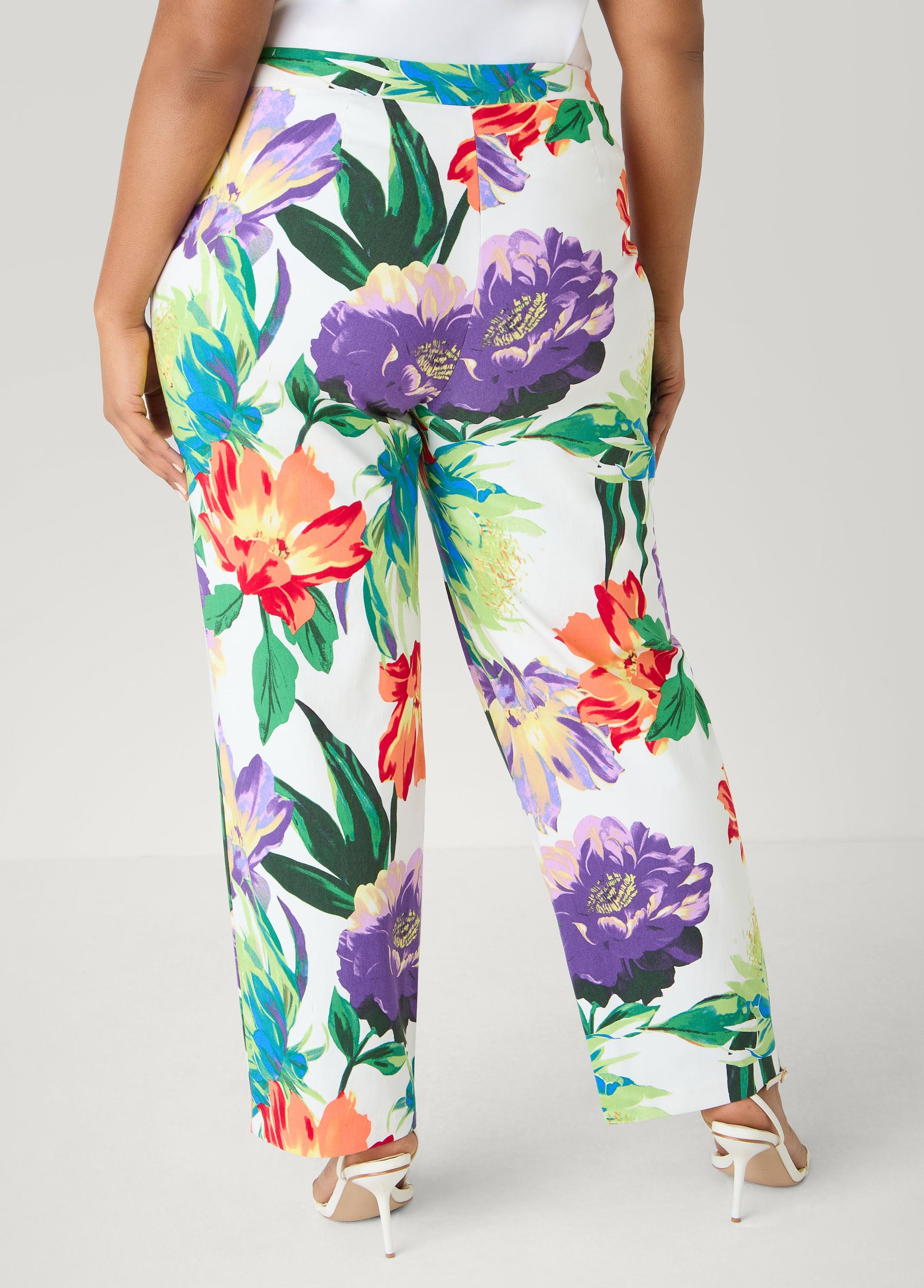 Ashley Stewart Millennium Floral Print Trousers Pansy