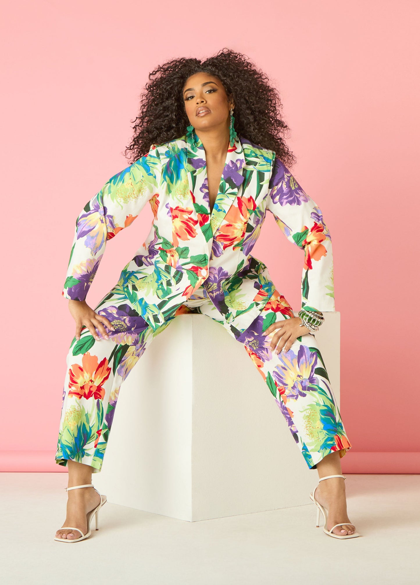 Ashley Stewart Millennium Floral Print Trousers Pansy