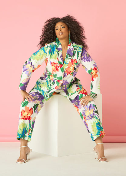 Ashley Stewart Millennium Floral Print Trousers Pansy