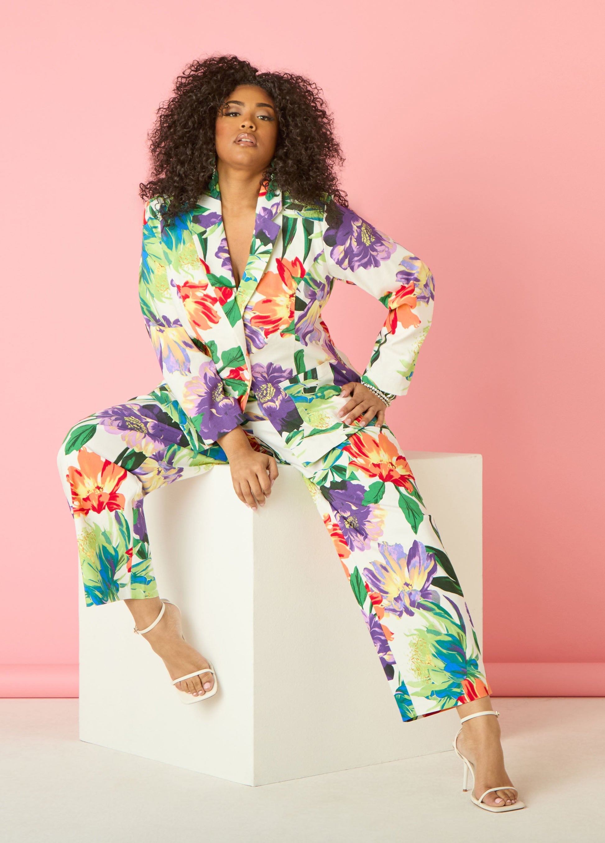 Ashley Stewart Millennium Floral Print Trousers Pansy