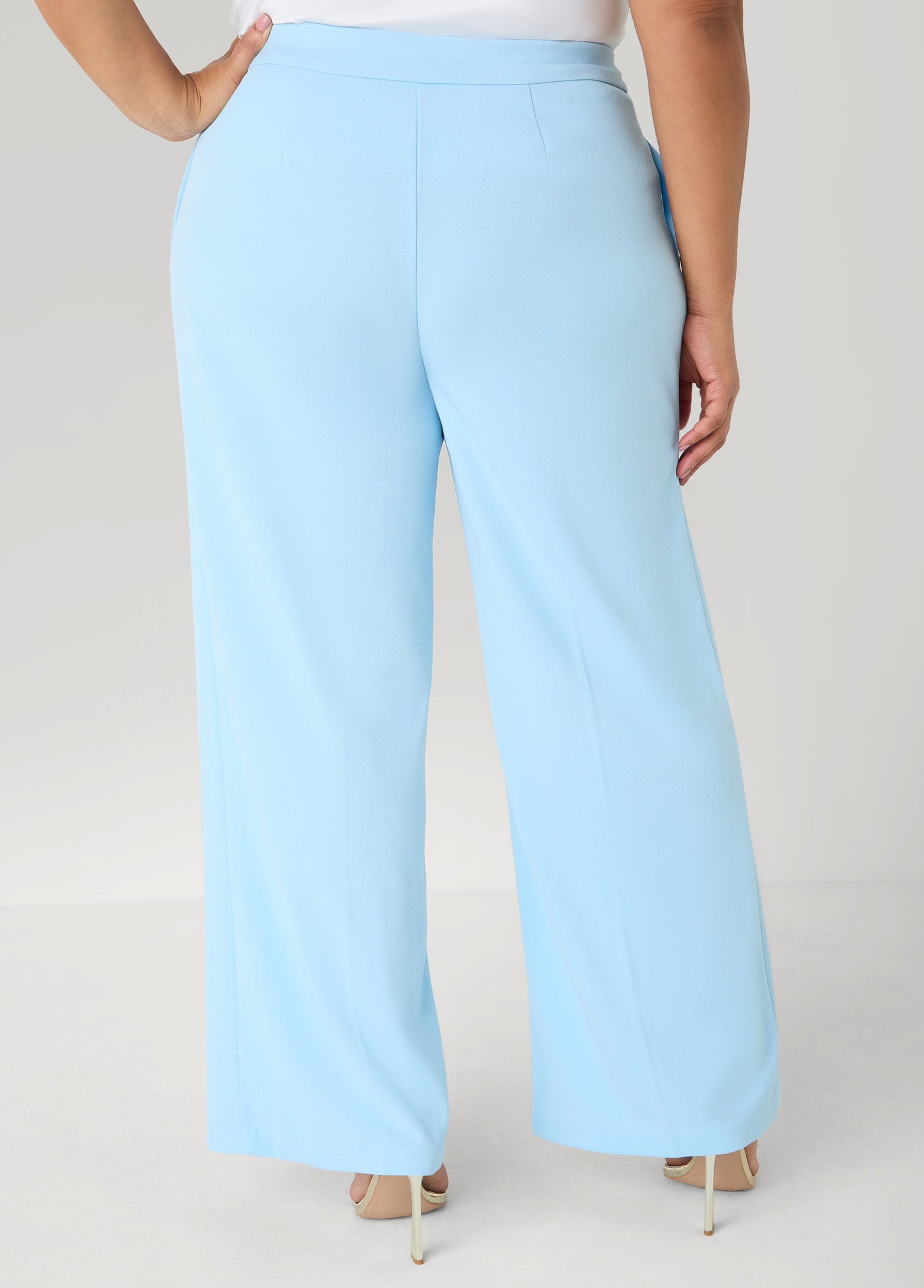 Ashley Stewart Pull On Straight Leg Pants POWDER BLUE