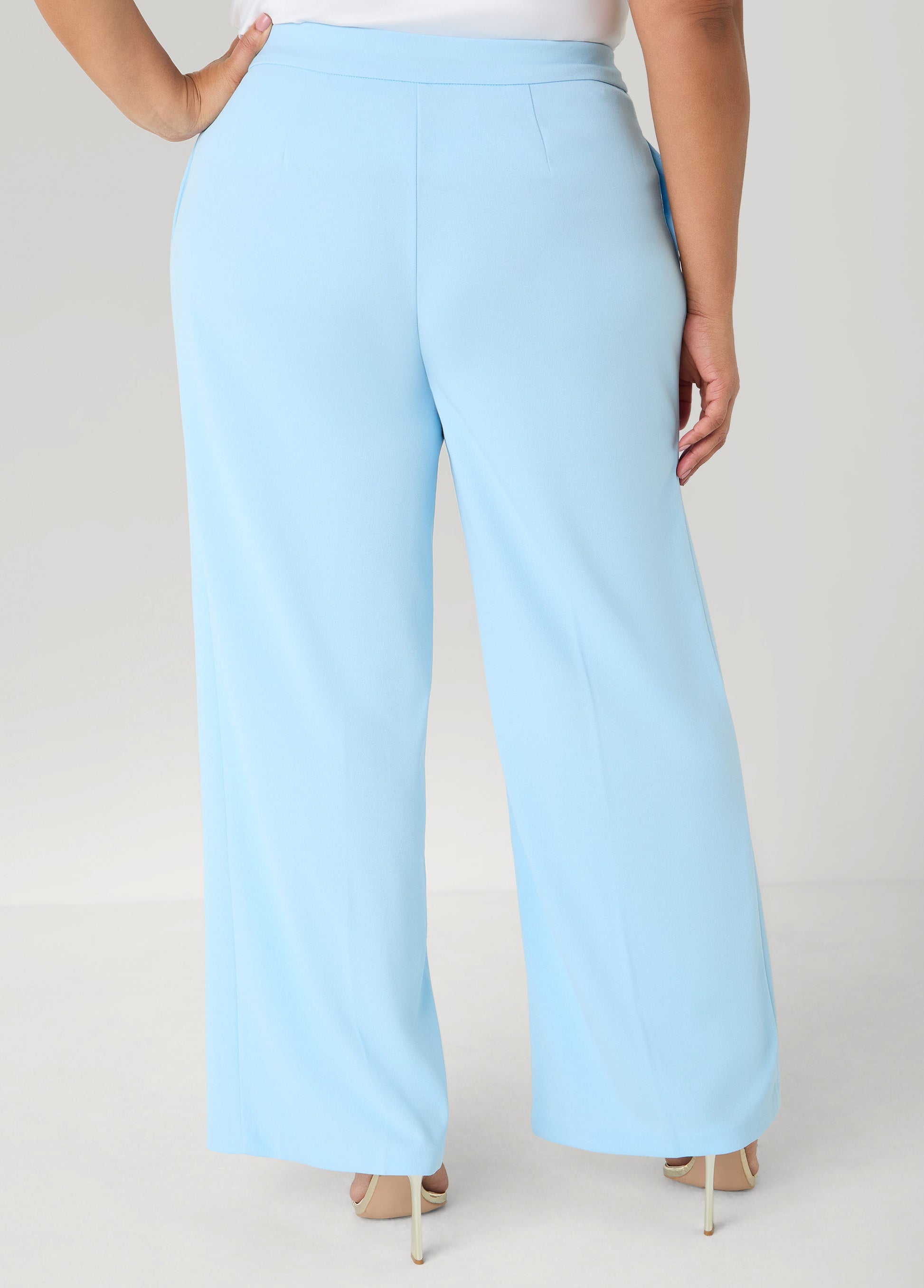 Ashley Stewart Pull On Straight Leg Pants POWDER BLUE