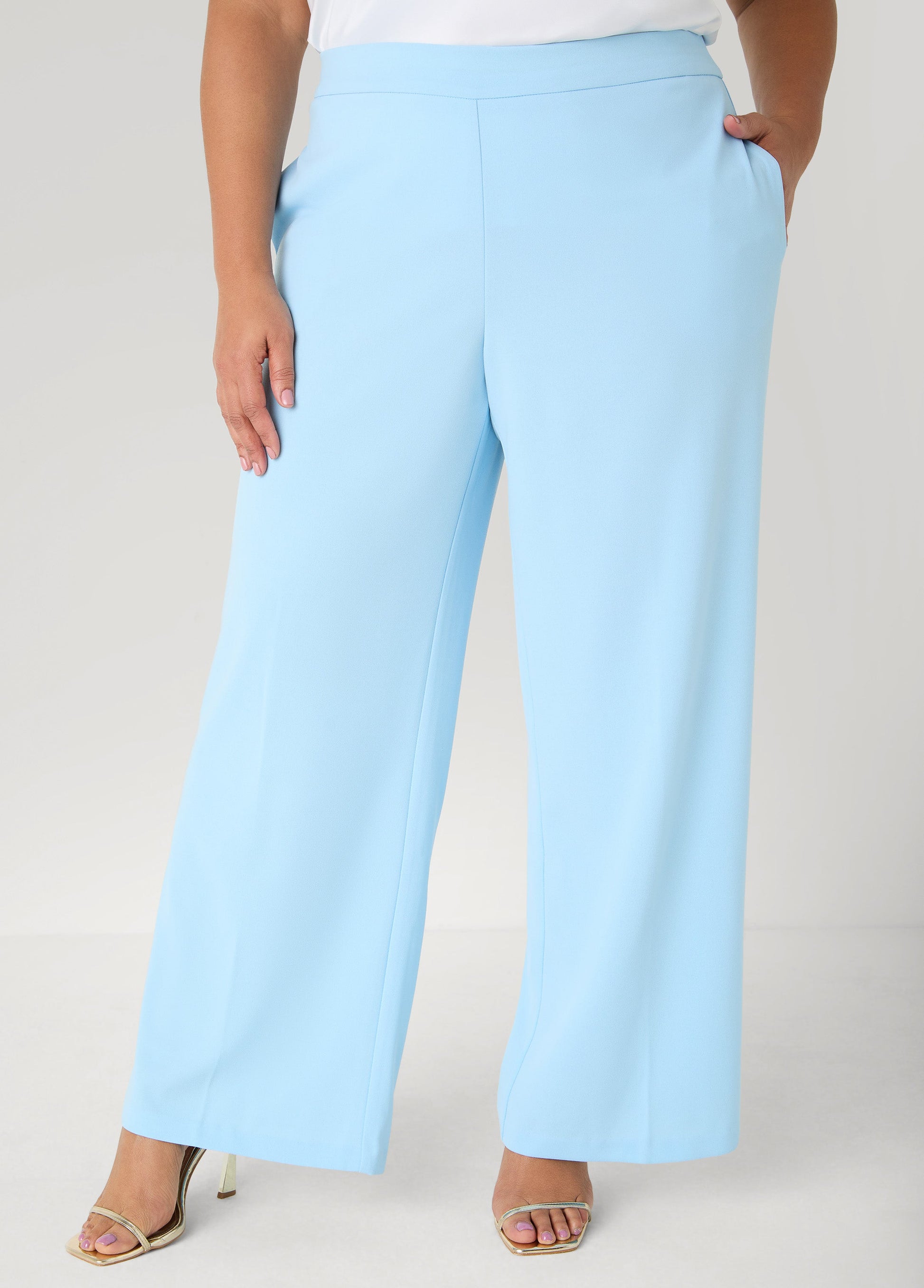 Ashley Stewart Pull On Straight Leg Pants POWDER BLUE
