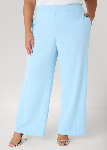 Ashley Stewart Pull On Straight Leg Pants POWDER BLUE