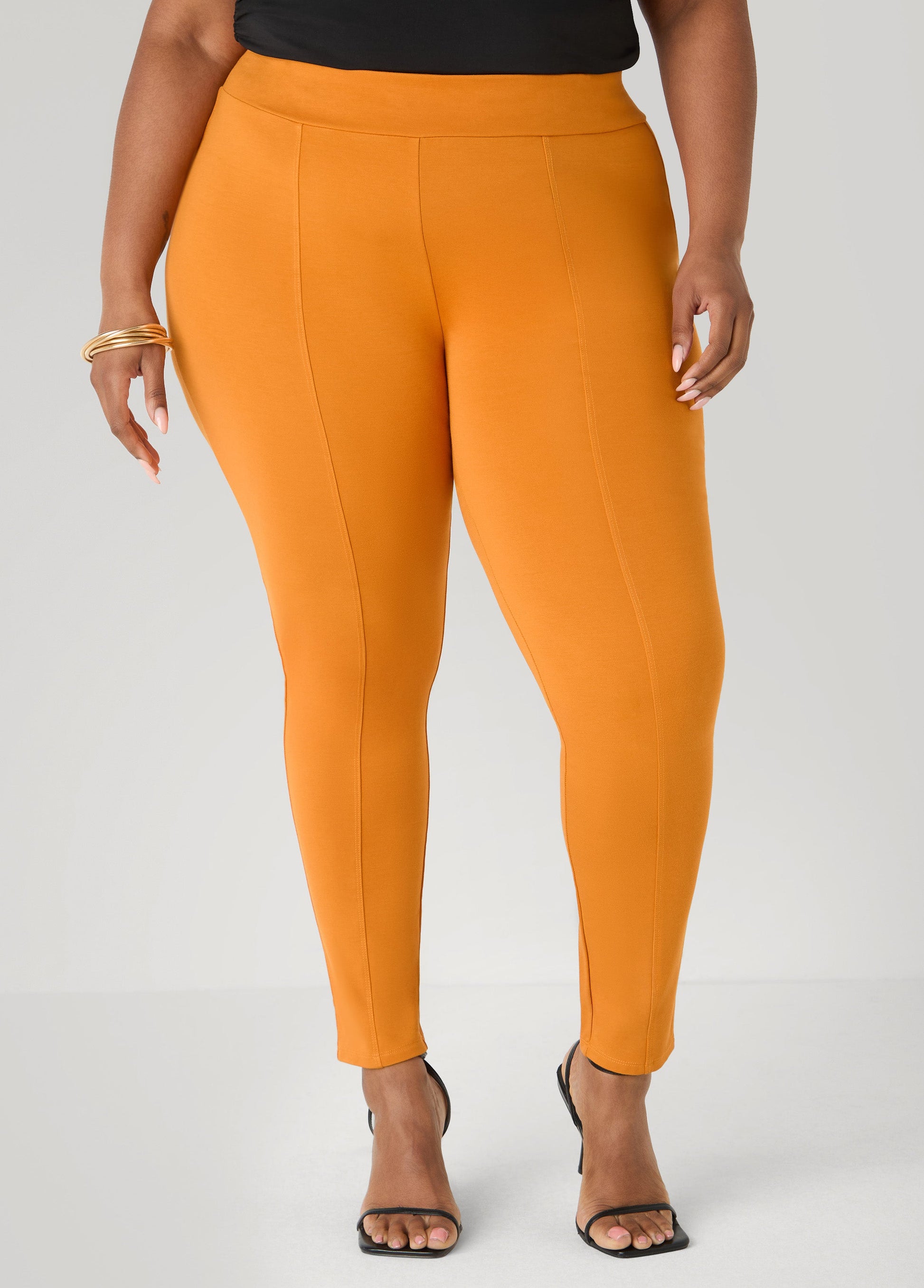 Ashley Stewart Seamed High Rise Leggings Desert Sun
