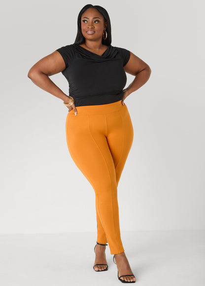Ashley Stewart Seamed High Rise Leggings Desert Sun