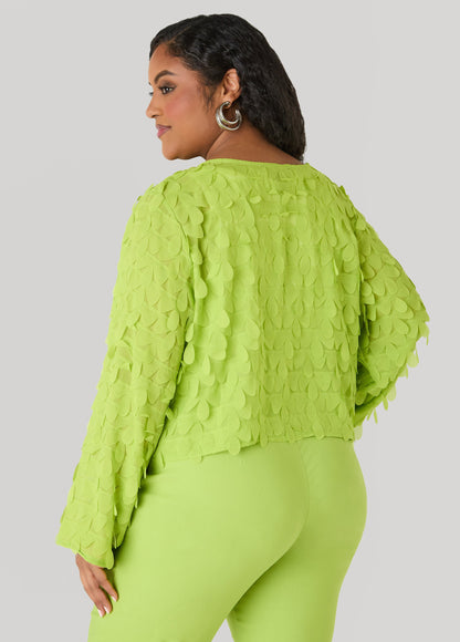 Ashley Stewart Cropped Petal Jacket Macaw Green
