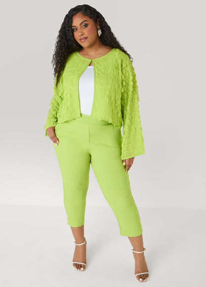 Ashley Stewart Cropped Petal Jacket Macaw Green