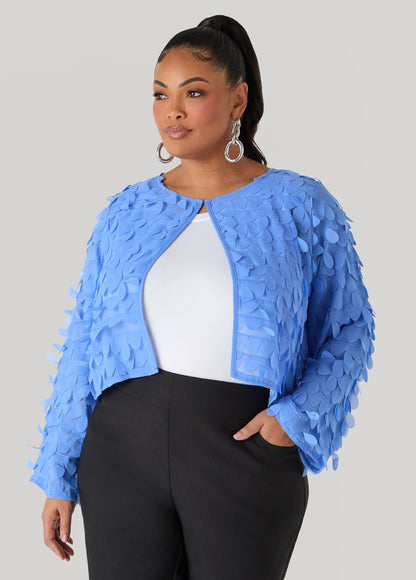 Ashley Stewart Cropped Petal Jacket Macaw Green