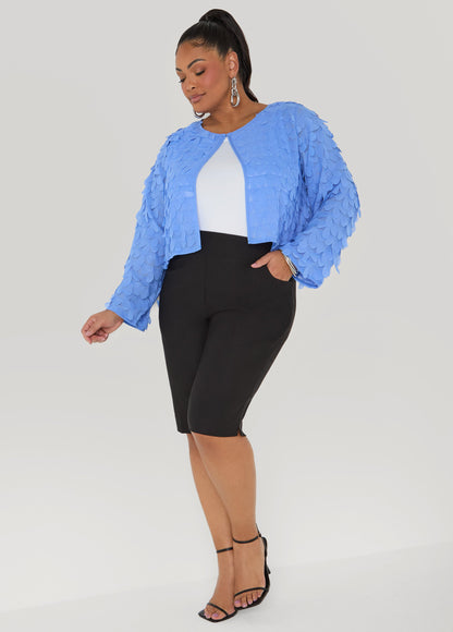Ashley Stewart Cropped Petal Jacket Macaw Green