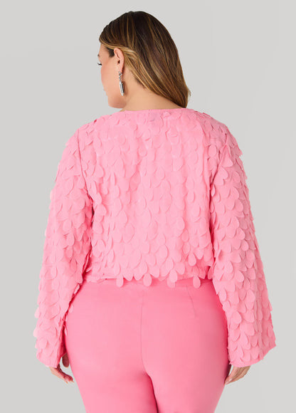 Ashley Stewart Cropped Petal Jacket Macaw Green
