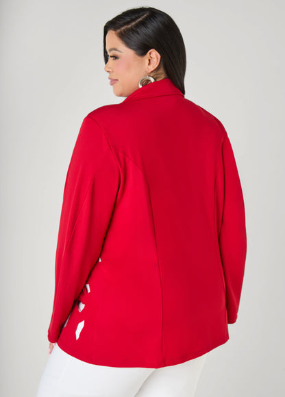 Ashley Stewart Cutout Knit Blazer Red
