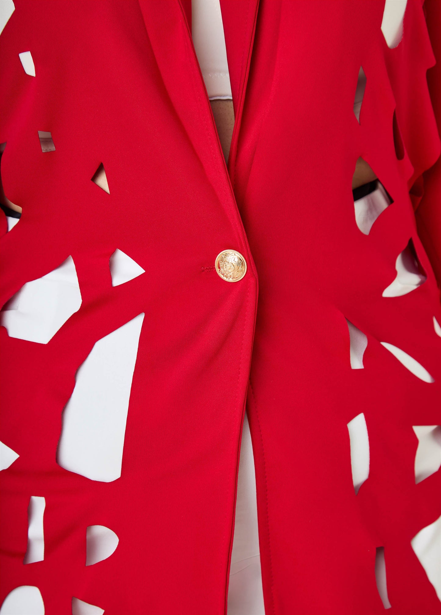 Ashley Stewart Cutout Knit Blazer Red