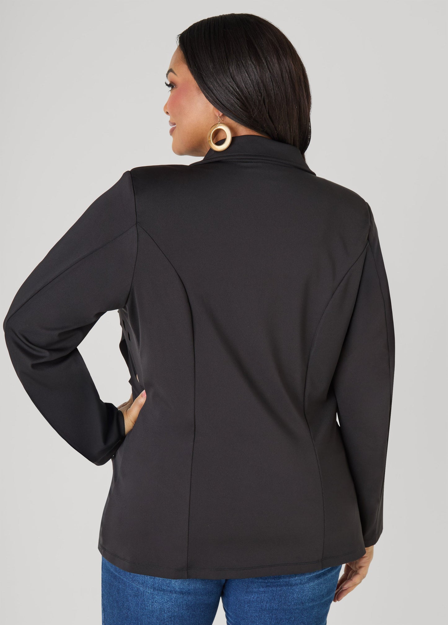 Ashley Stewart Cutout Knit Blazer Red