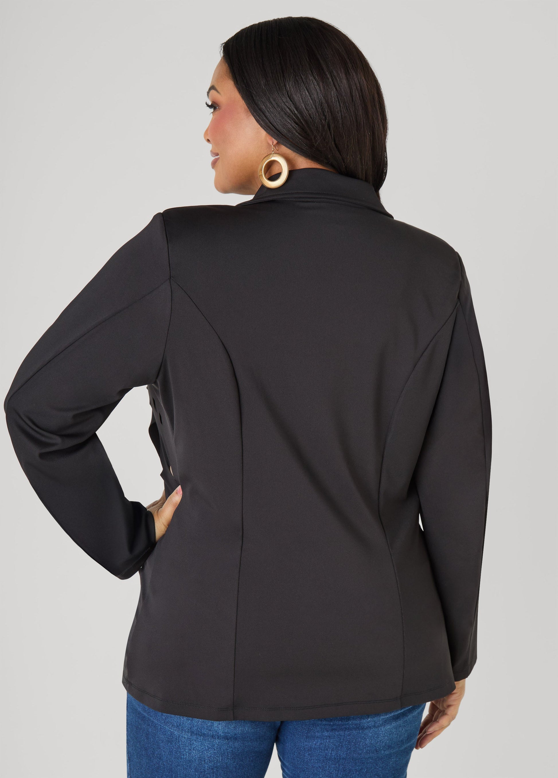 Ashley Stewart Cutout Knit Blazer Red