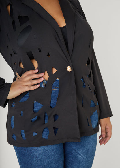 Ashley Stewart Cutout Knit Blazer Red