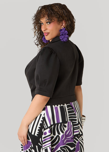 Ashley Stewart Cropped Scuba Jacket Black