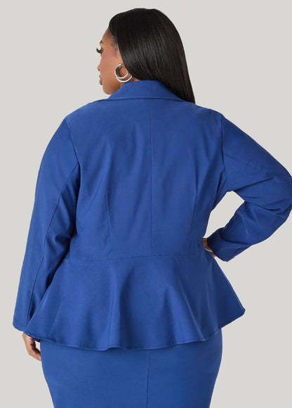 Ashley Stewart Millennium Peplum Blazer Navy Peony