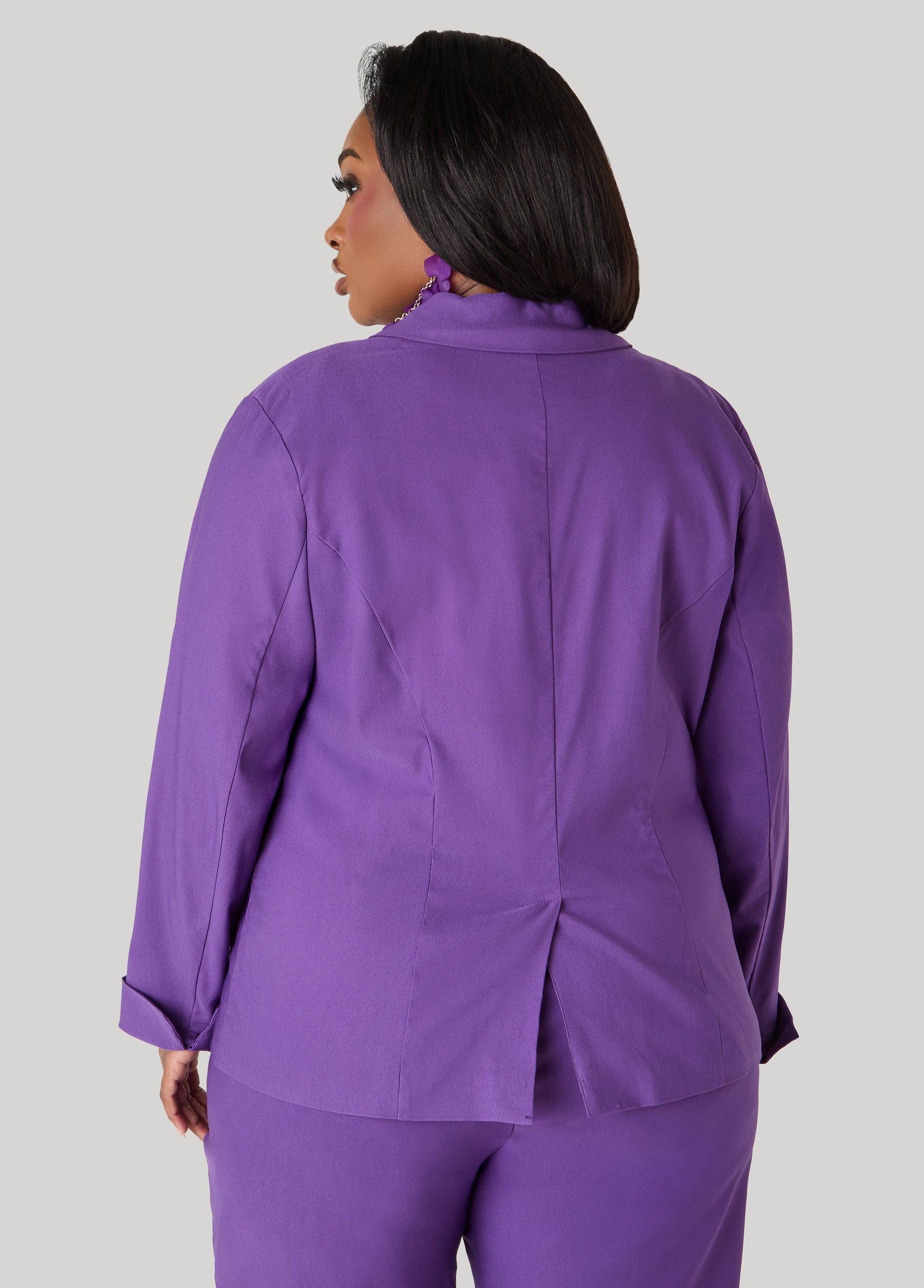 Ashley Stewart Millennium Cuffed Blazer Pansy