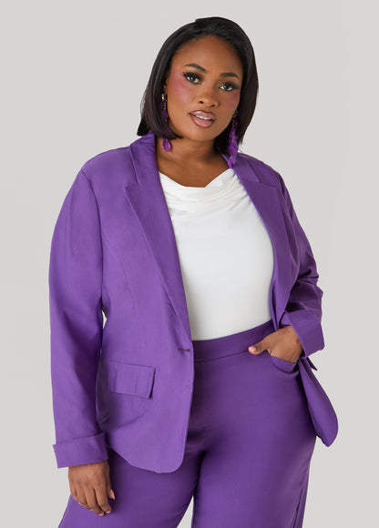 Ashley Stewart Millennium Cuffed Blazer Pansy