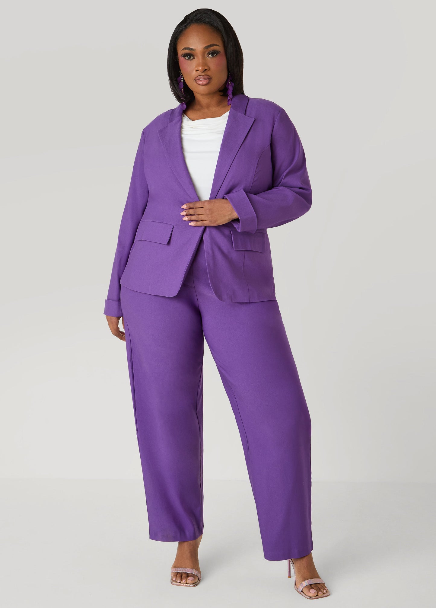 Ashley Stewart Millennium Cuffed Blazer Pansy
