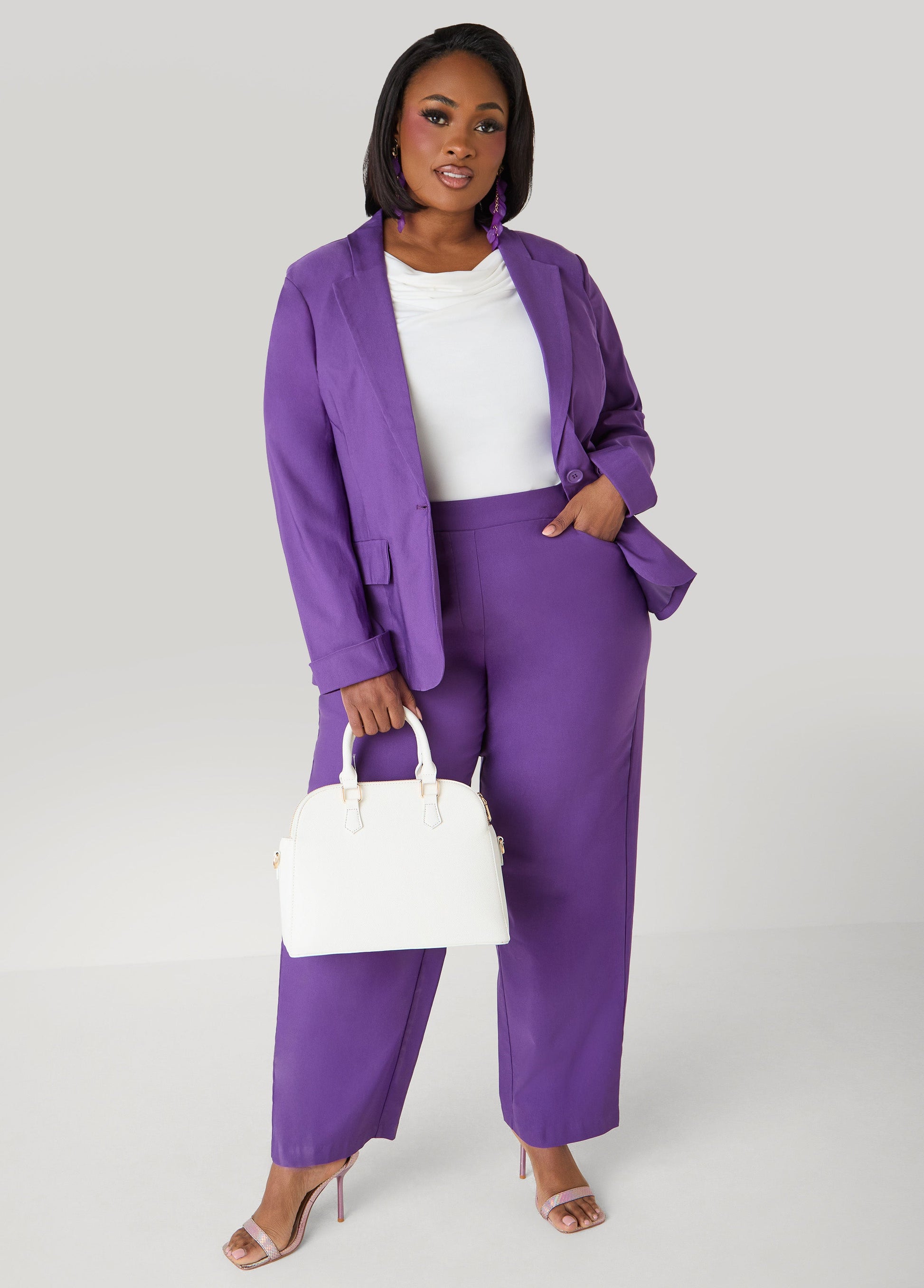 Ashley Stewart Millennium Cuffed Blazer Pansy