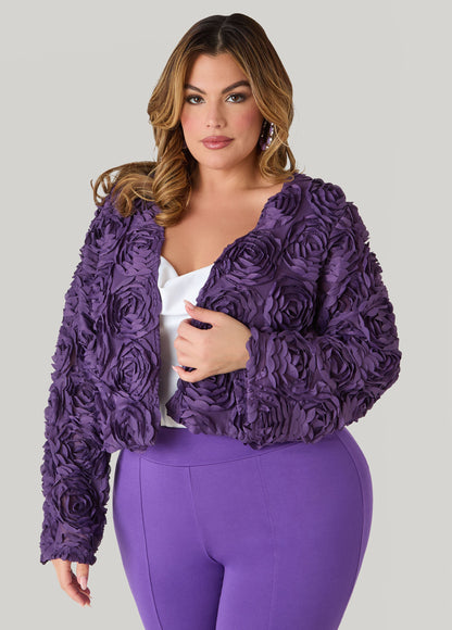 Ashley Stewart Rosette Jacket PETUNIA