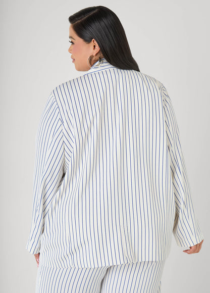 Ashley Stewart Pinstriped Blazer Turtledove
