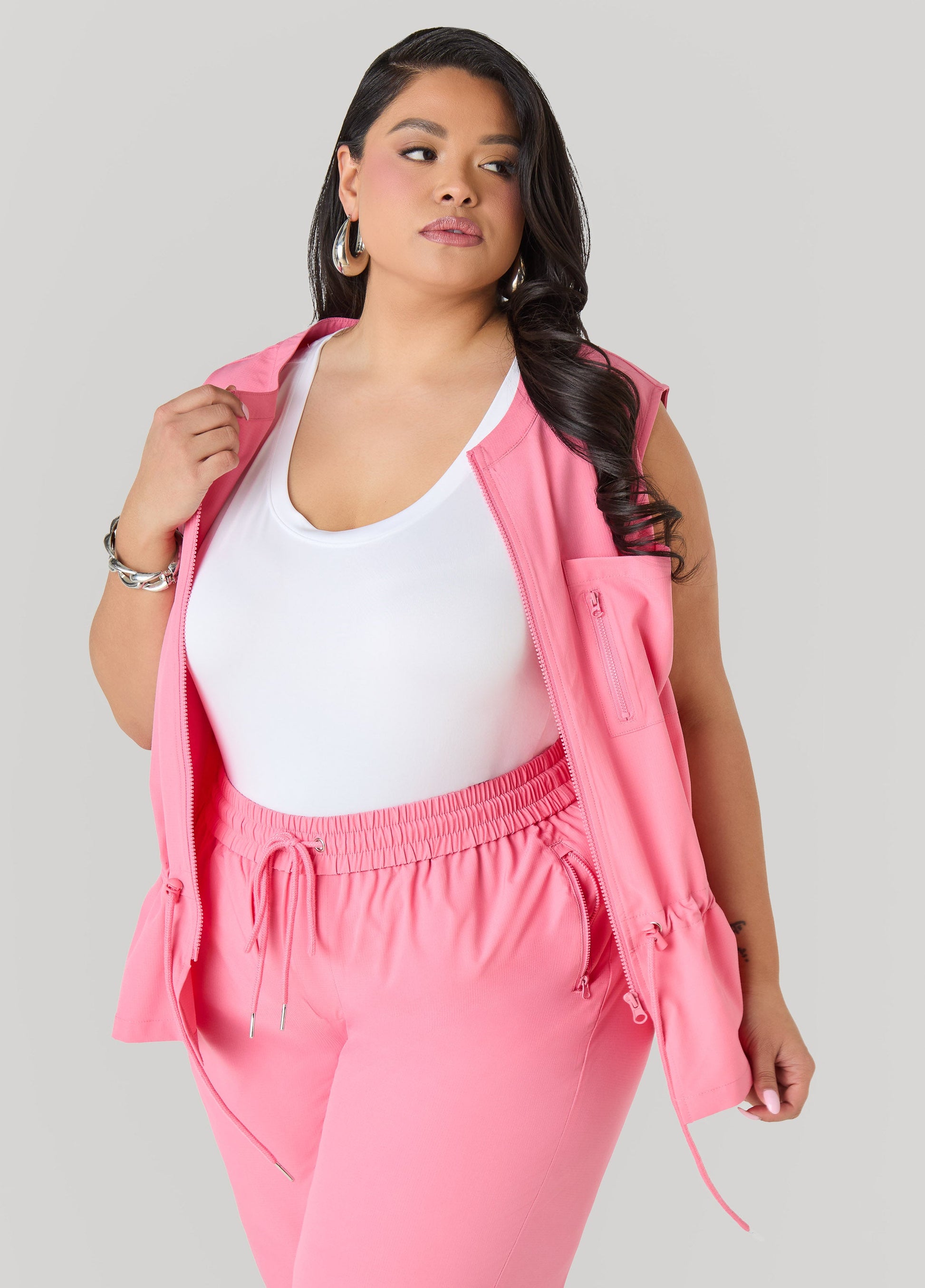 Ashley Stewart Storm Flap Drawstring Waist Vest Amazon