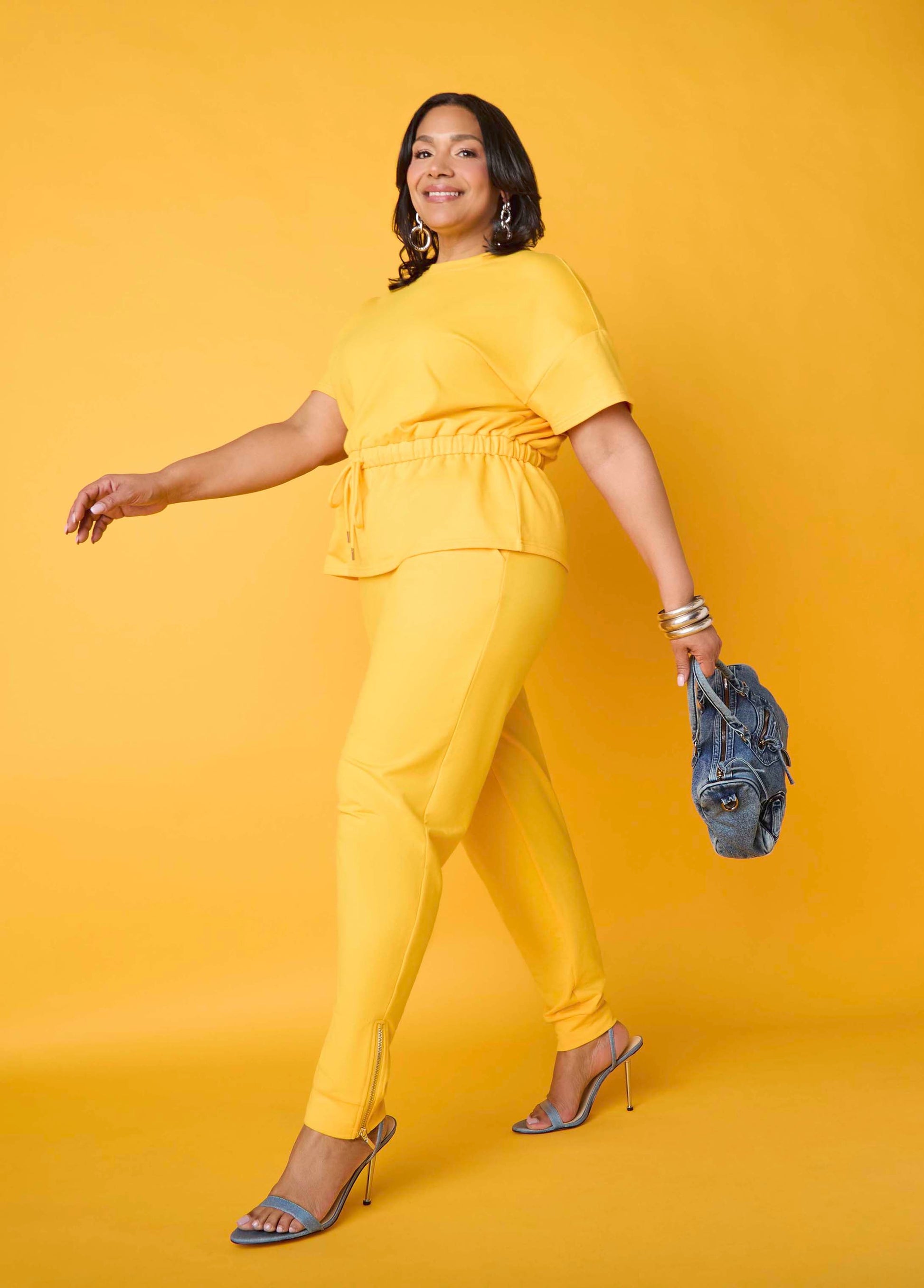 Ashley Stewart Ankle Zip Joggers Spectra Yellow