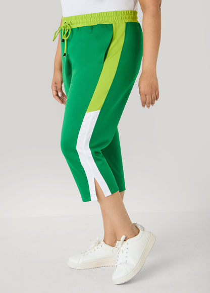 Ashley Stewart Side Split Colorblock Capris Macaw Green