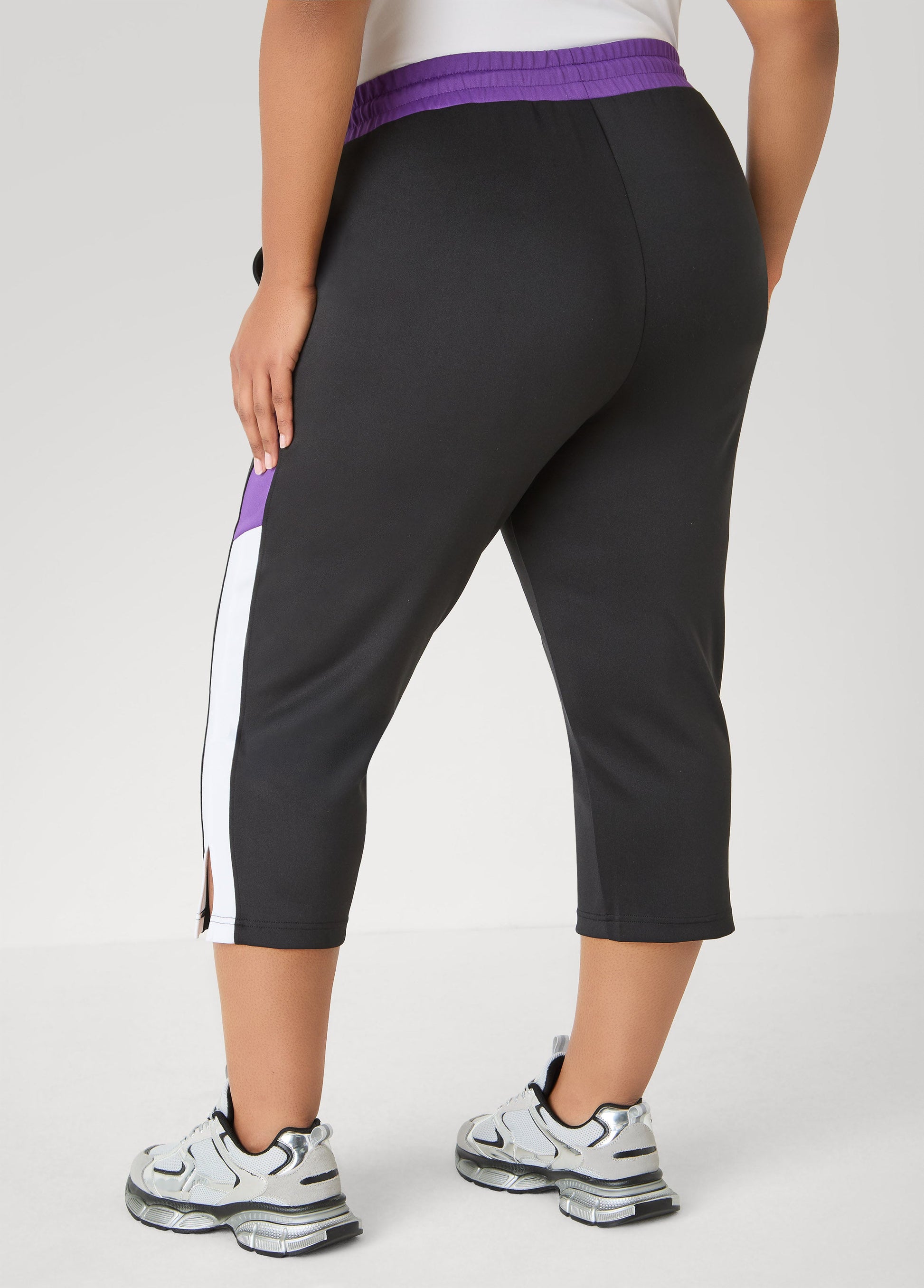 Ashley Stewart Side Split Colorblock Capris Macaw Green