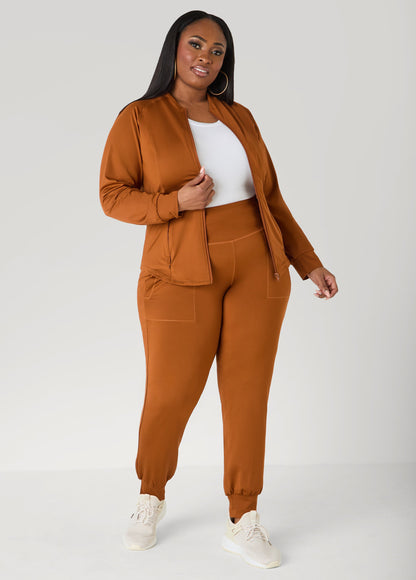 Ashley Stewart High Waist Joggers Caramel Cafe