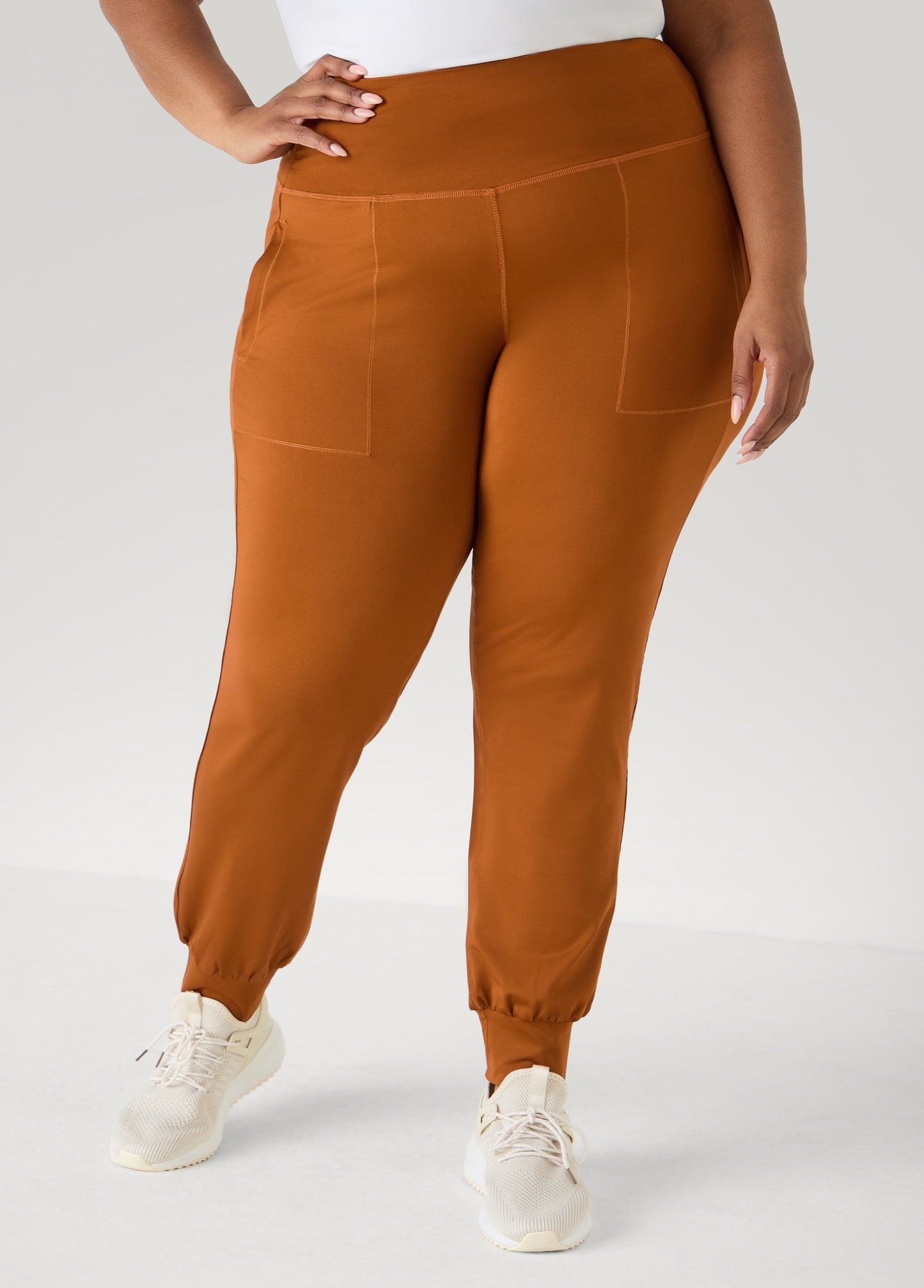 Ashley Stewart High Waist Joggers Caramel Cafe