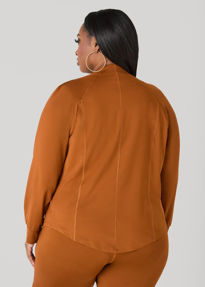 Ashley Stewart Zip Front Track Jacket Caramel Cafe