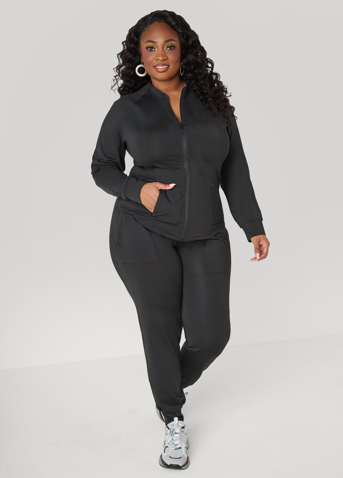 Ashley Stewart Zip Front Track Jacket Caramel Cafe