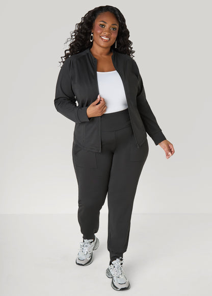 Ashley Stewart Zip Front Track Jacket Caramel Cafe