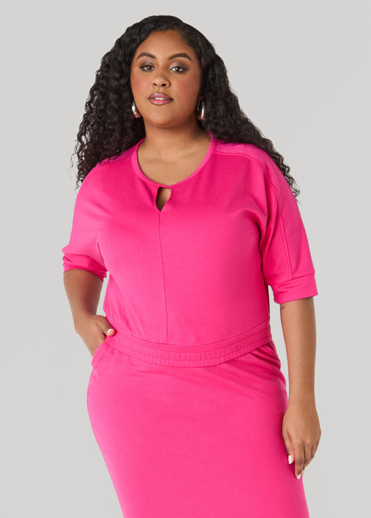 Ashley Stewart Keyhole French Terry Sweatshirt Beetroot Purple