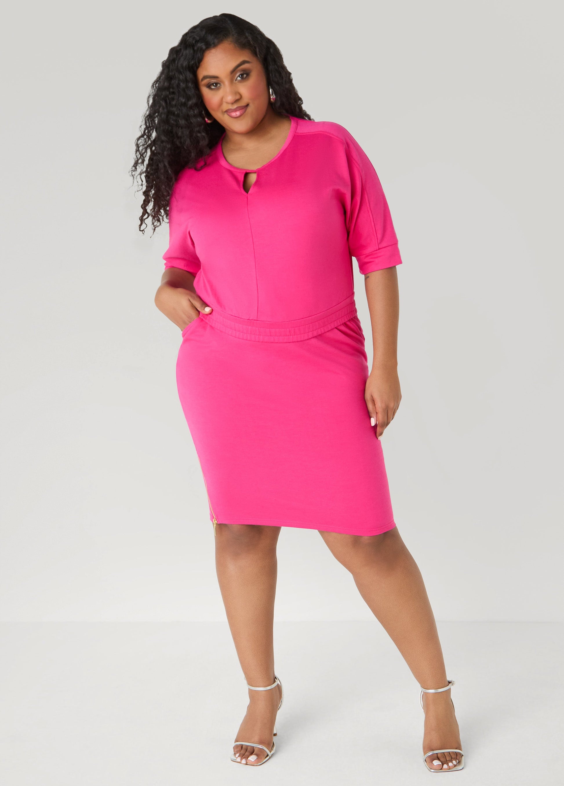 Ashley Stewart Zip Detailed French Terry Skirt Beetroot Purple