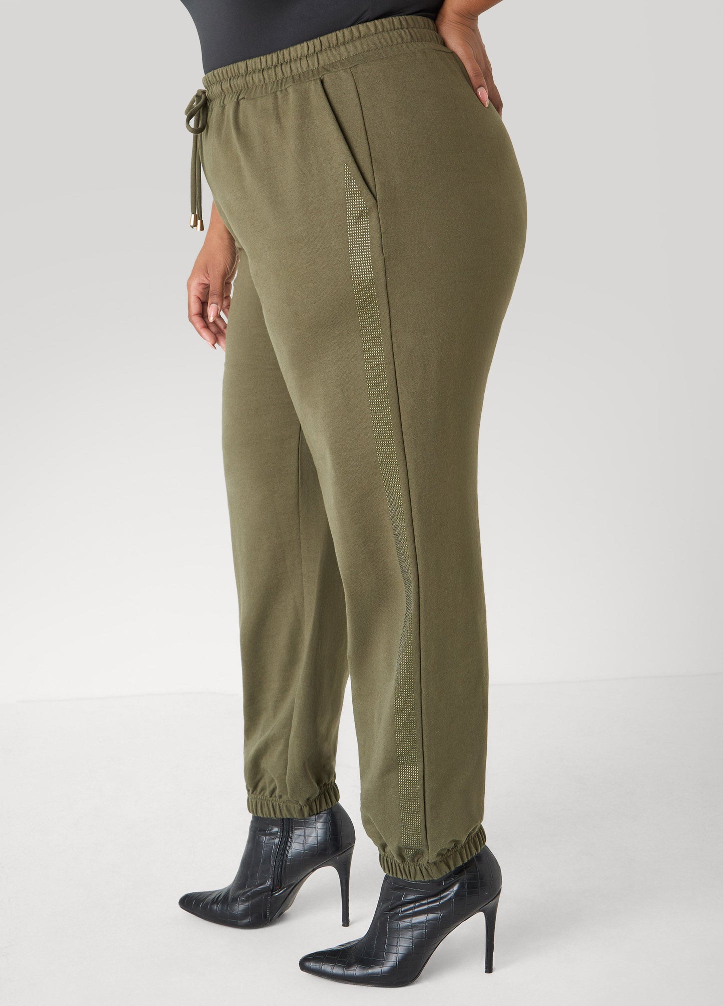 Ashley Stewart Crystal Joggers Olive Night