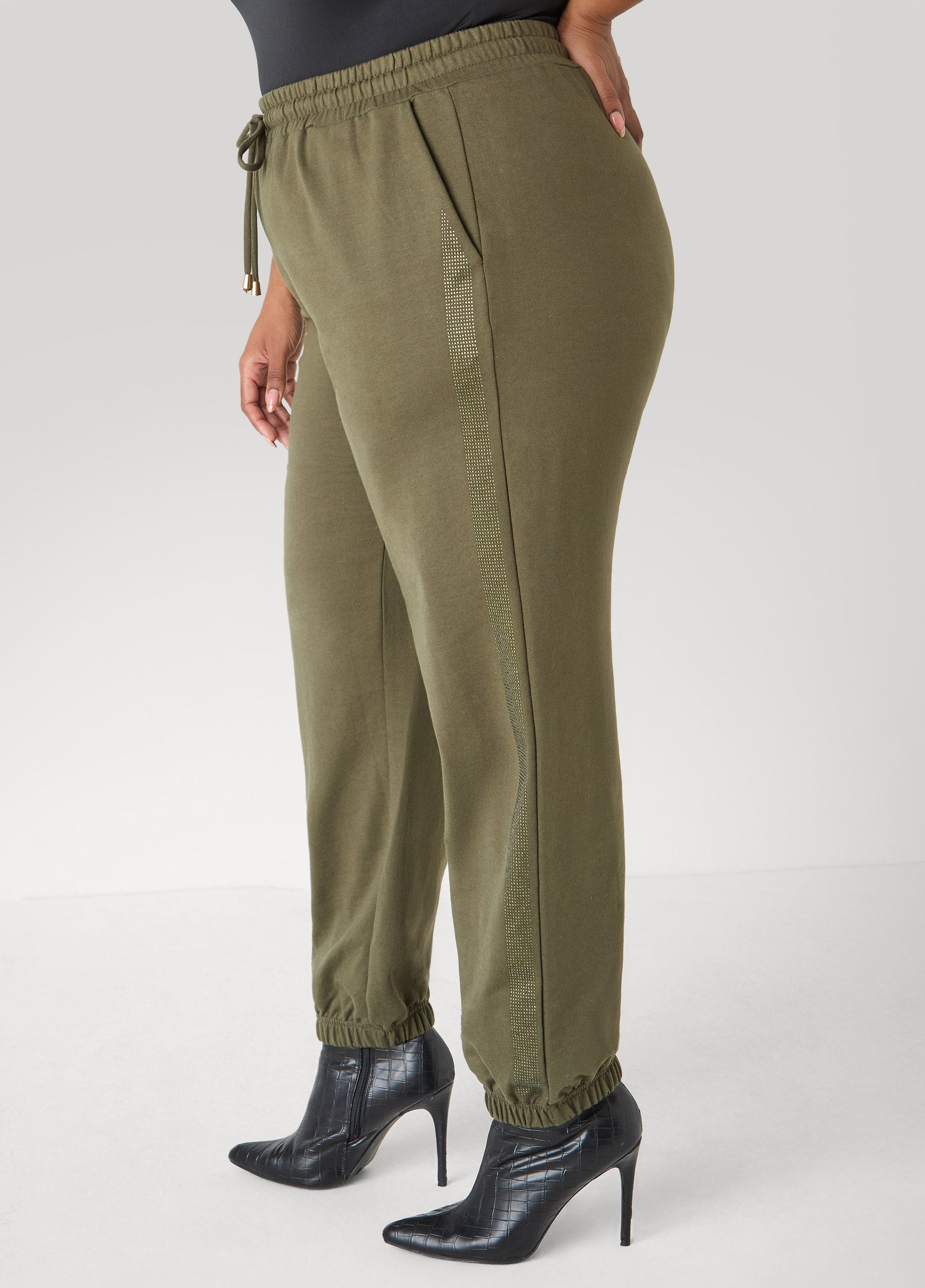 Ashley Stewart Crystal Joggers Olive Night