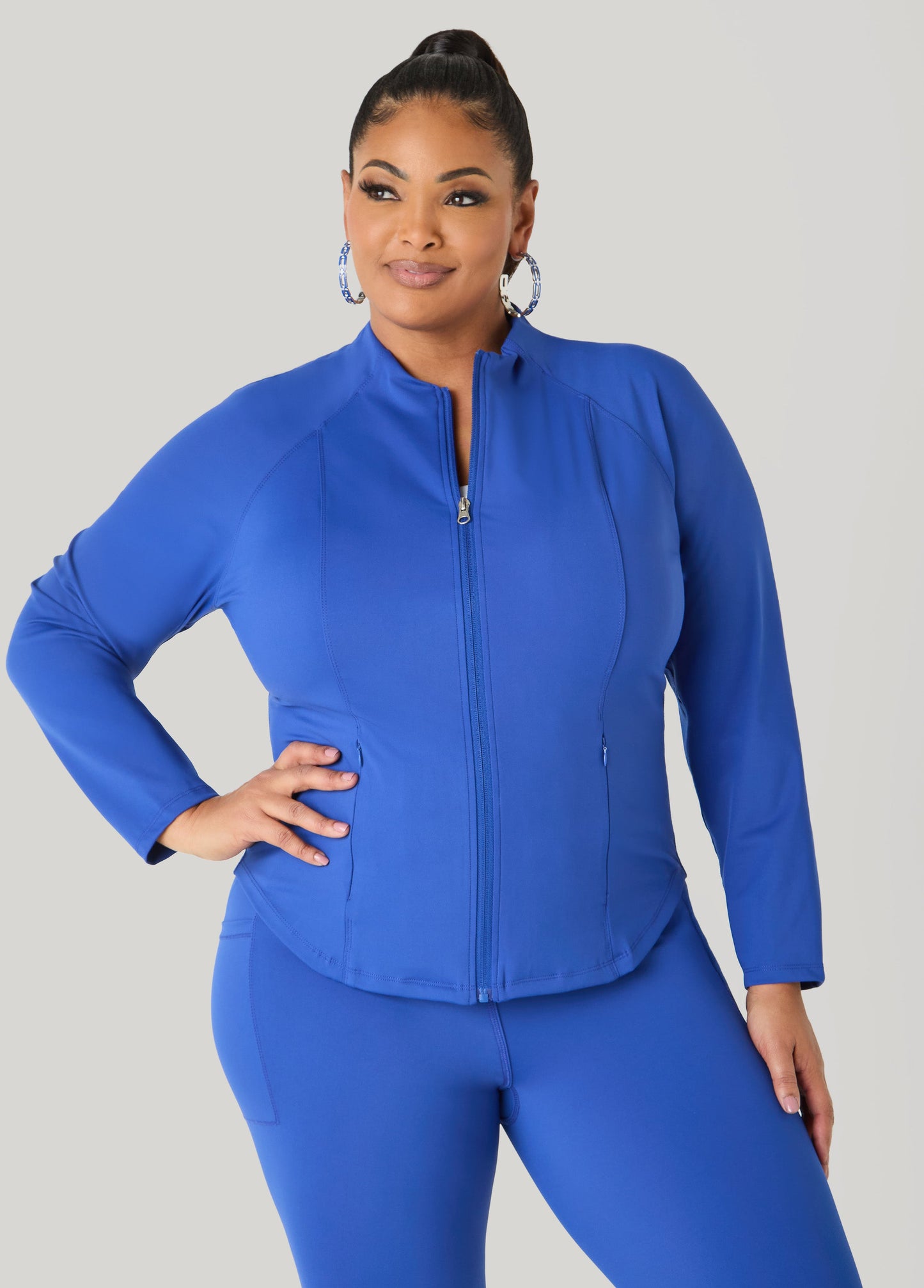 Ashley Stewart Zip Front Athletic Jacket Burgundy