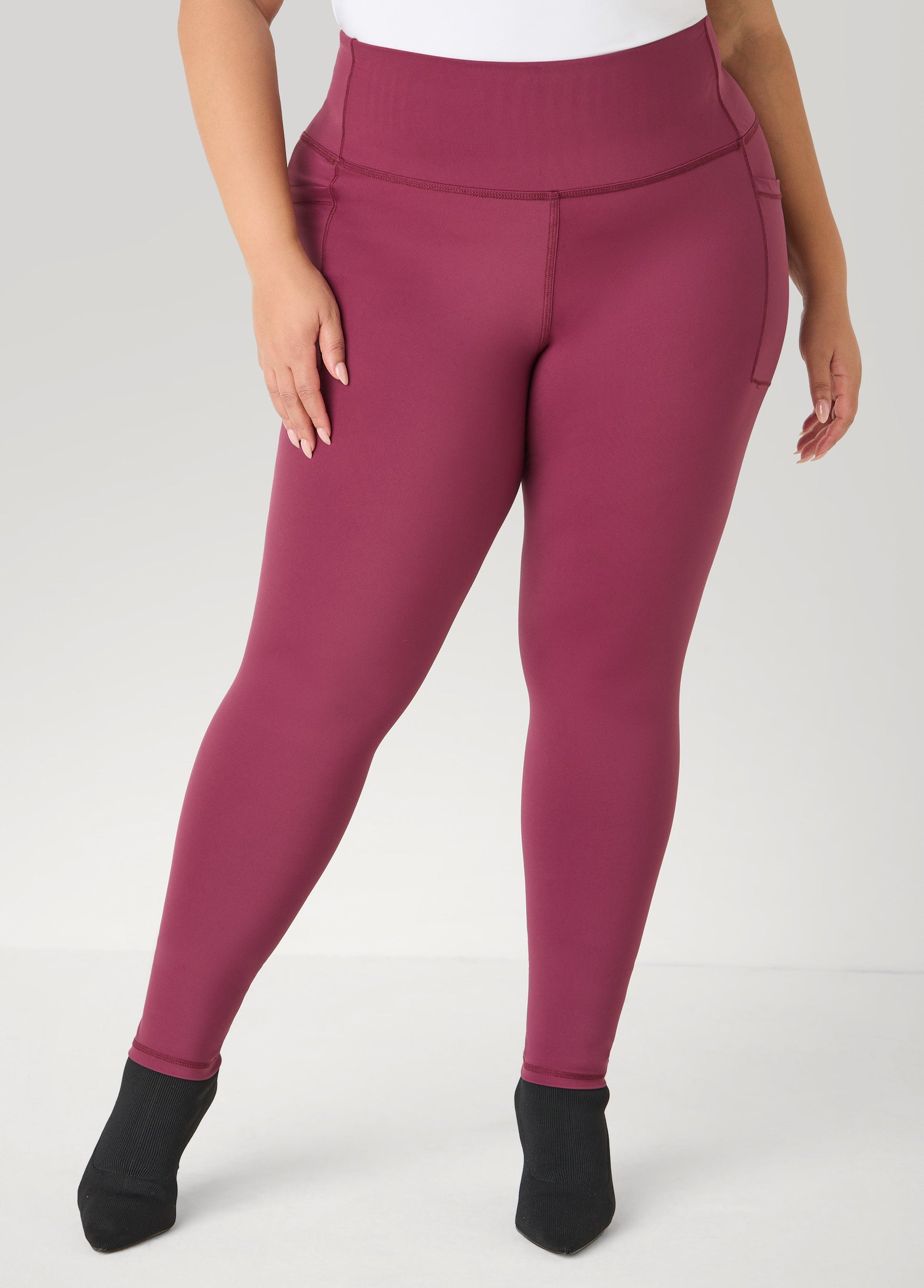 Ashley Stewart High Rise Athletic Leggings Burgundy