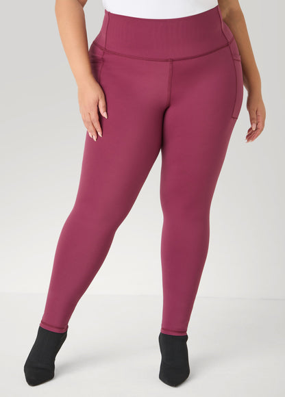 Ashley Stewart High Rise Athletic Leggings Burgundy