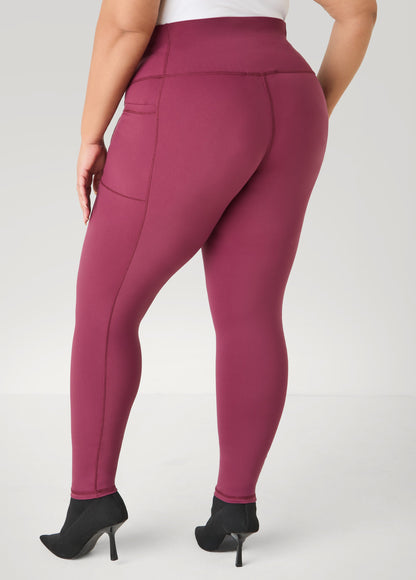 Ashley Stewart High Rise Athletic Leggings Burgundy