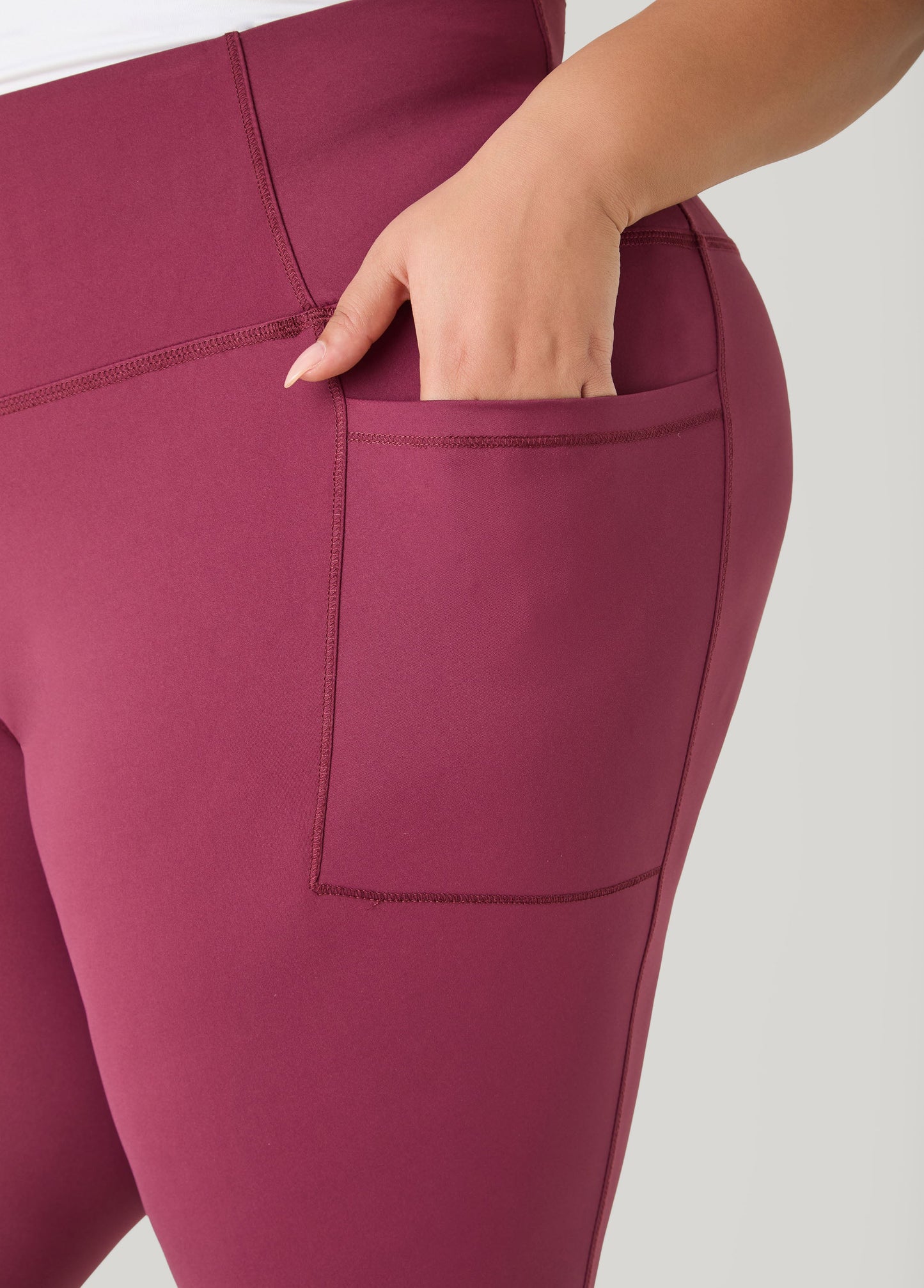 Ashley Stewart High Rise Athletic Leggings Burgundy