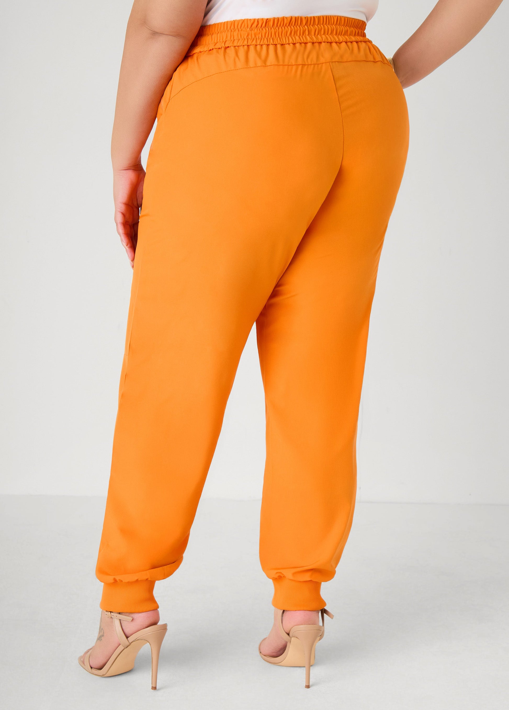 Ashley Stewart Mid Rise Drawstring Joggers Persimmon Orange