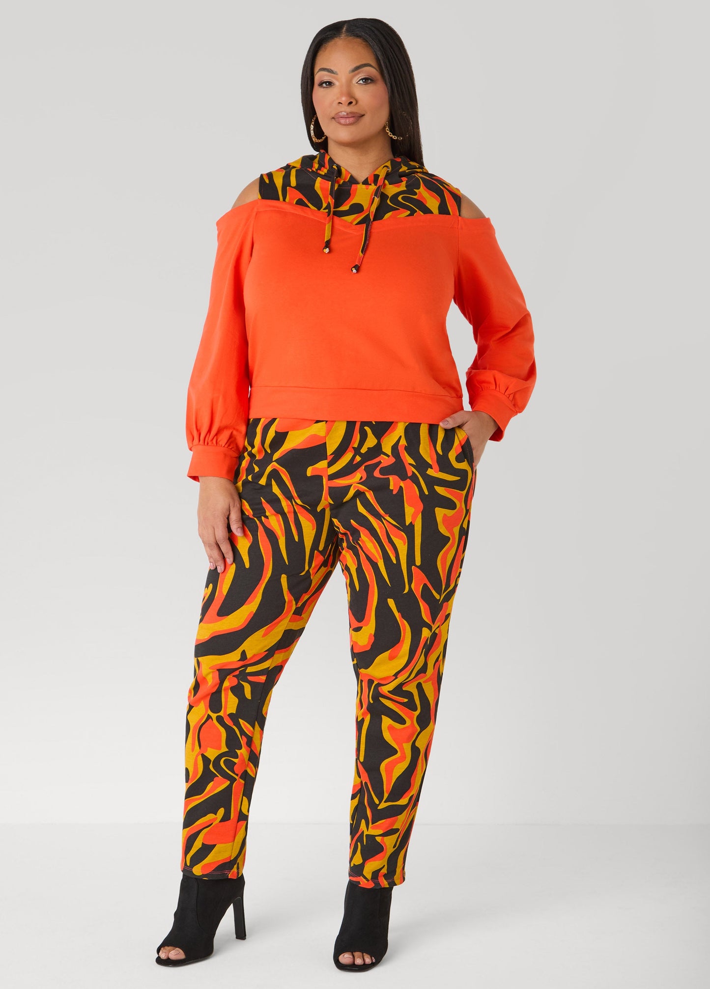 Ashley Stewart Printed Joggers SPICY ORANGE
