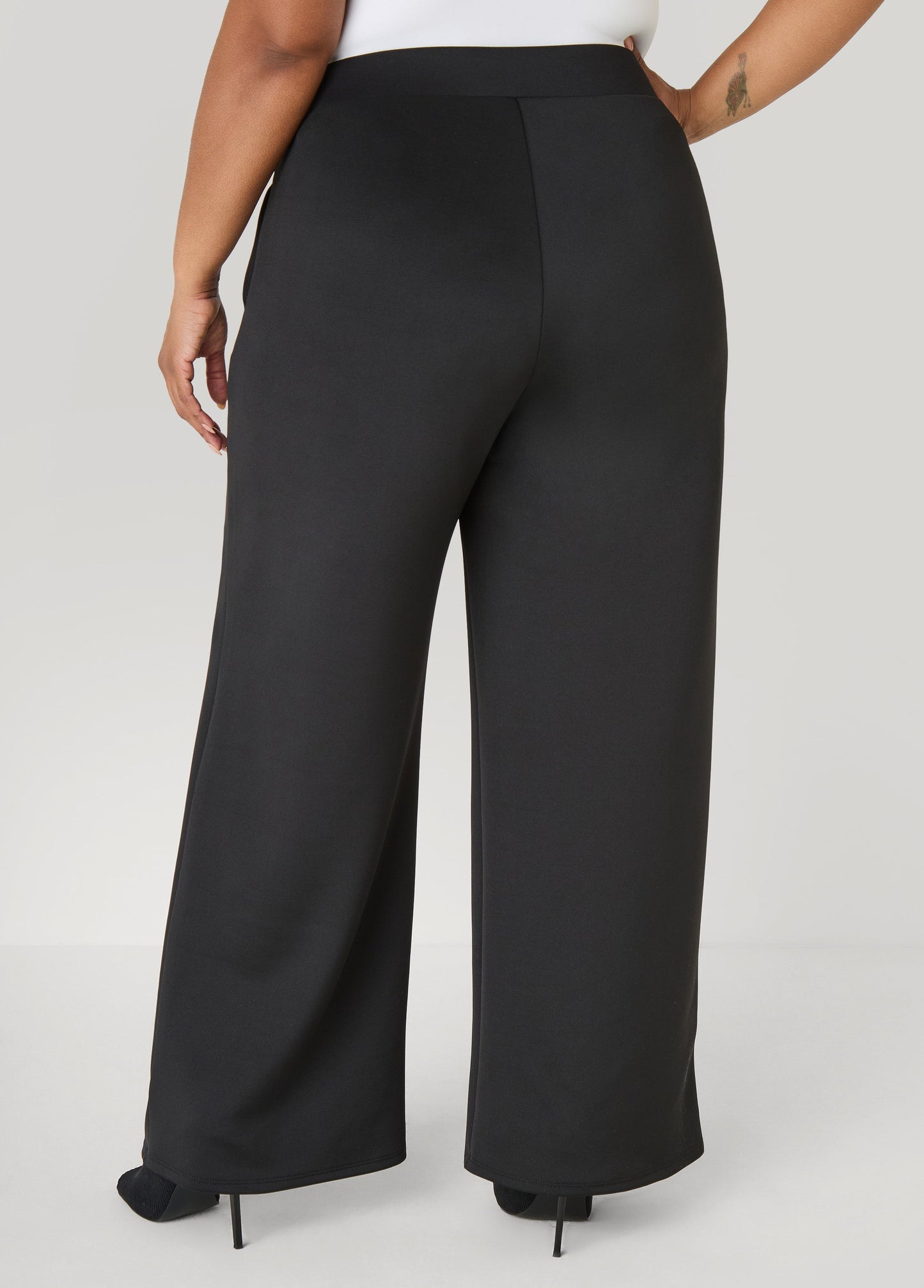 Ashley Stewart Striped Wide Leg Track Pants Black