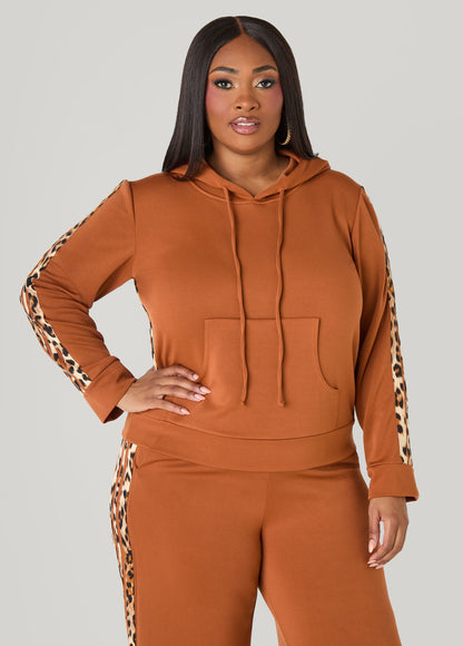 Ashley Stewart Animal Striped Hoodie Black